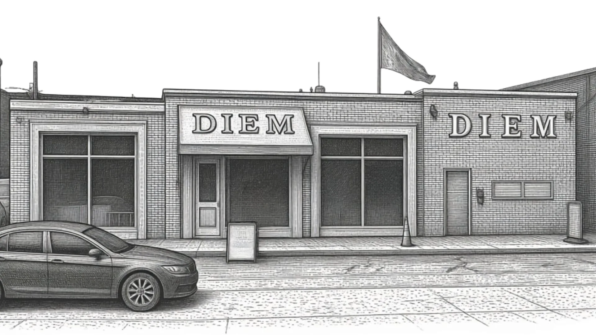 Diem Worcester storefront illustration