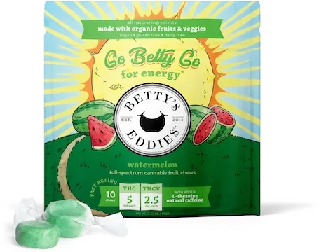 2:1 THC:THCV Go Betty Go Watermelon Fruit Chews by Betty's Eddies, edible