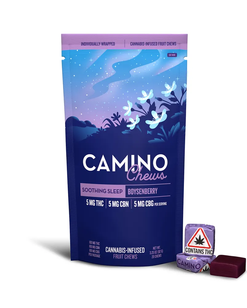 1:1:1 THC:CBN:CBG Boysenberry Soothing Sleep Fruit Chews by Camino, edible