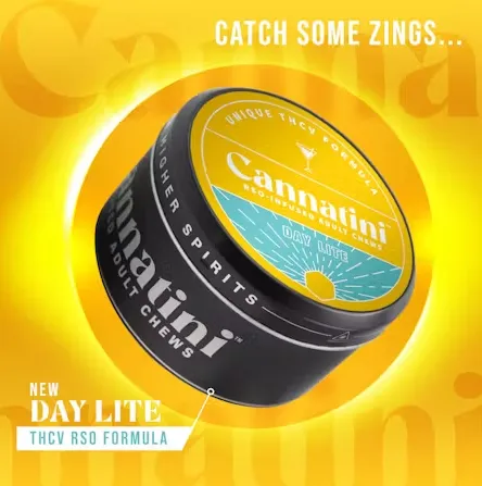1:1 THCV:THC Peach Tequila Sunrise RSO Sativa Fruit Chews by Cannatini