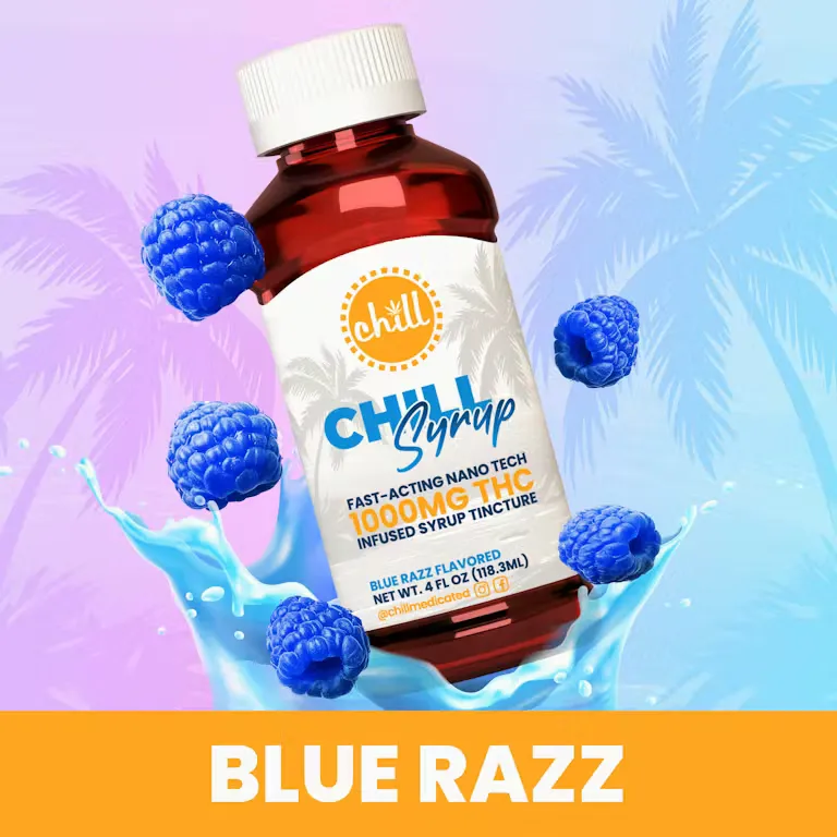 Blue Razz THC Infused Syrup Tincture by Chill Medicated, tincture