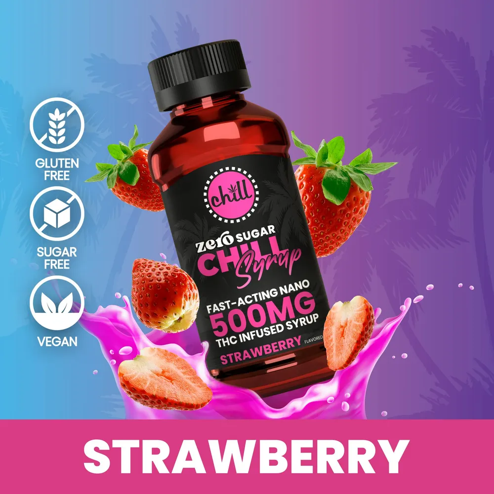 Zero Sugar Strawberry THC Infused Syrup Tincture by Chill Medicated, tincture