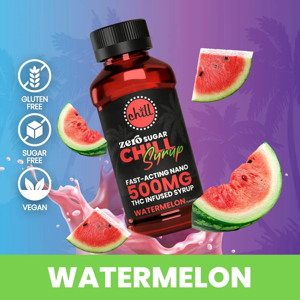 Zero Sugar Watermelon THC Infused Syrup Tincture by Chill Medicated, tincture