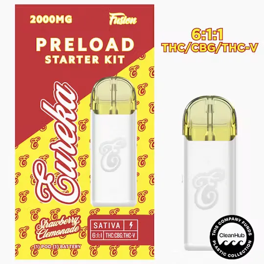 6:1:1 THC:CBG:THCV Strawberry Clemonade Fusion Preloaded Starter Kit by EUREKA, vape