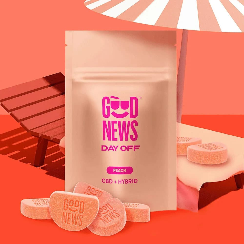 1:1 THC:CBD Day Off Peach Gummies by Good News, edible