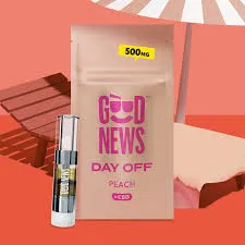 2:1 THC:CBD Day Off Peach Oil Cartridge by Good News, vape