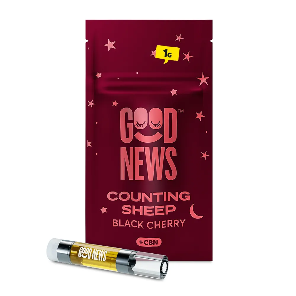 4:1 THC:CBN Counting Sheep Black Cherry Oil Cartridge by Good News, vape