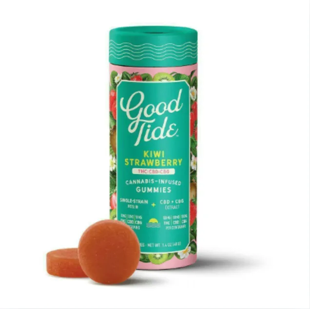 1:1:1 THC:CBD:CBG Refreshing Kiwi Strawberry Rosin Gummies by Good Tide, edible