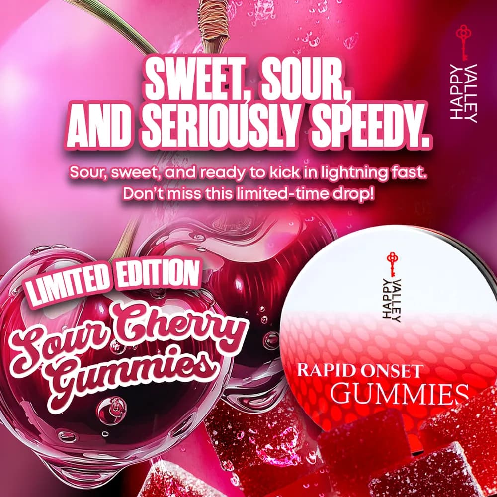 Happy Valley | Sour Cherry Punch Rapid Onset Gummies by Happy Valley, edible