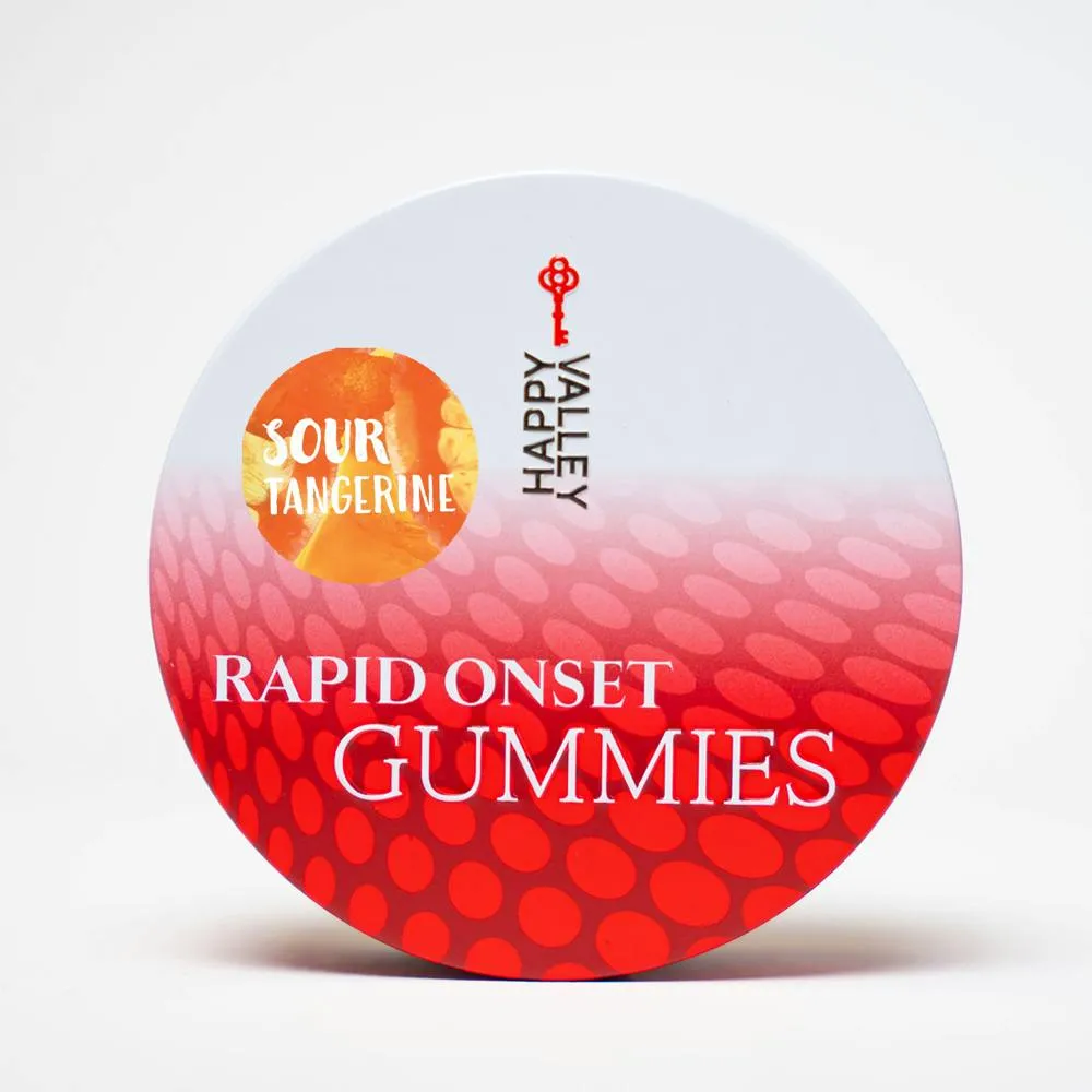 Sour Tangerine Rapid Onset Gummies by Happy Valley, edible