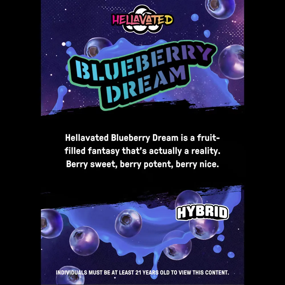 Blueberry Dream Infused Pre-ground Flower by Hellavated, flower