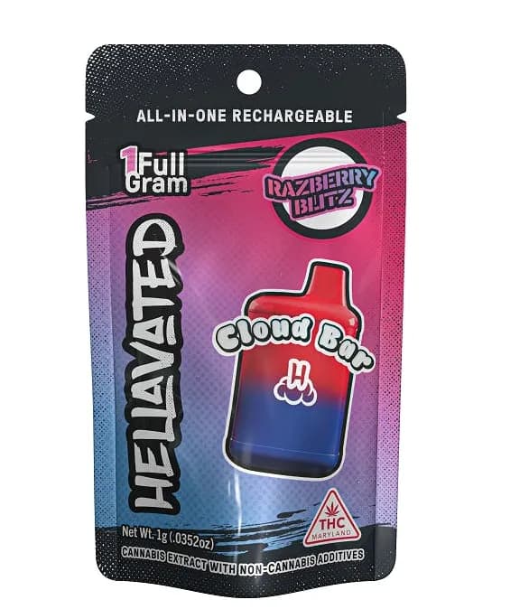 Razberry Blitz All-In-One Disposable Vape Pen by Hellavated, vape