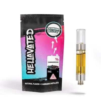 Razberry Blitz Oil Cartridge by Hellavated, vape