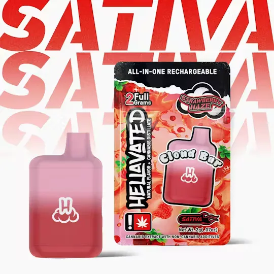 Strawberry Haze Cloud Bar Disposable Vape by Hellavated, vape