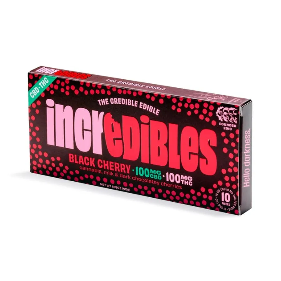 1:1 CBD Black Cherry Chocolate Bar by Incredibles, edible