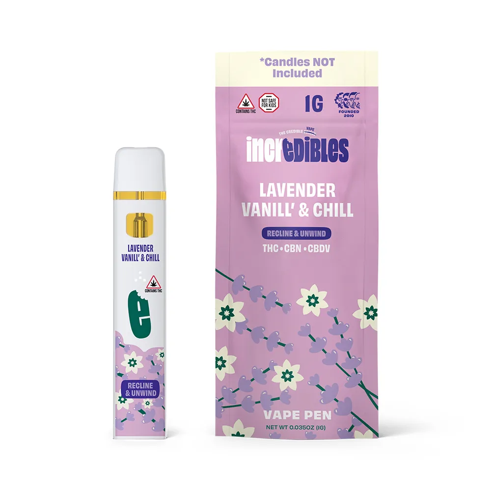 14:1:1 THC:CBN:CBDV Lavender Vanill' & Chill Disposable Vape Pen by Incredibles, vape