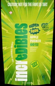 Super Sour Apple Pucker Cannabis Infused Gummy by Incredibles, edible