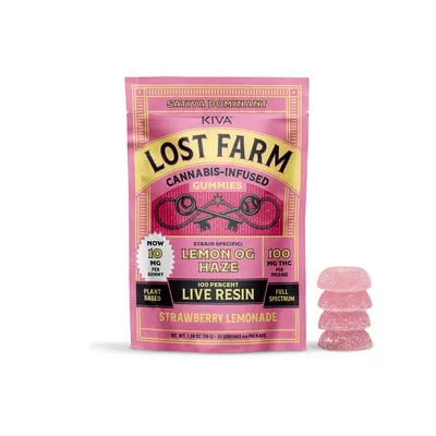 Strawberry Lemonade x Lemon OG Haze Gummies by Lost Farm, edible