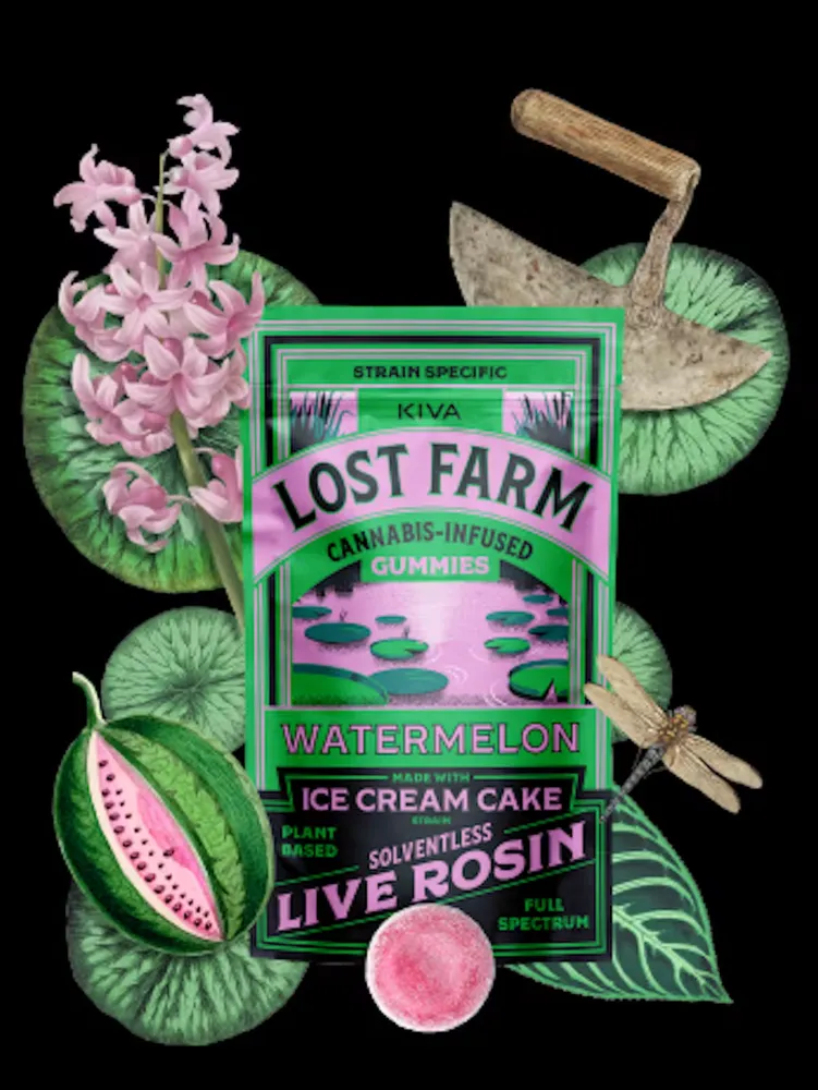 Watermelon x Ice Cream Cake Live Rosin Gummies by Lost Farm, edible