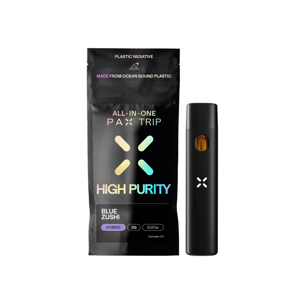 Blue Zushi High Purity THC Disposable Vape Pen by PAX, vape