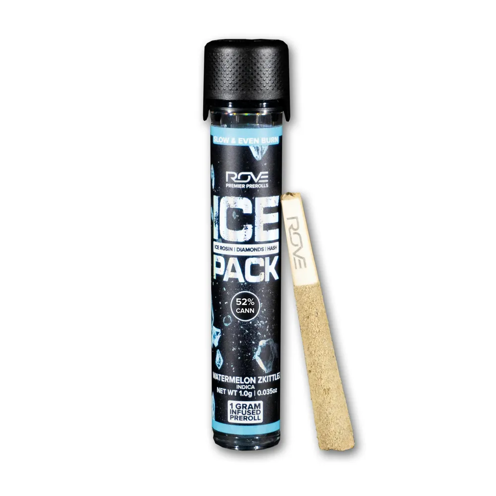 Watermelon Burst Ice Rosin + Diamonds + Hash Infused Pre-roll by Rove, pre-roll