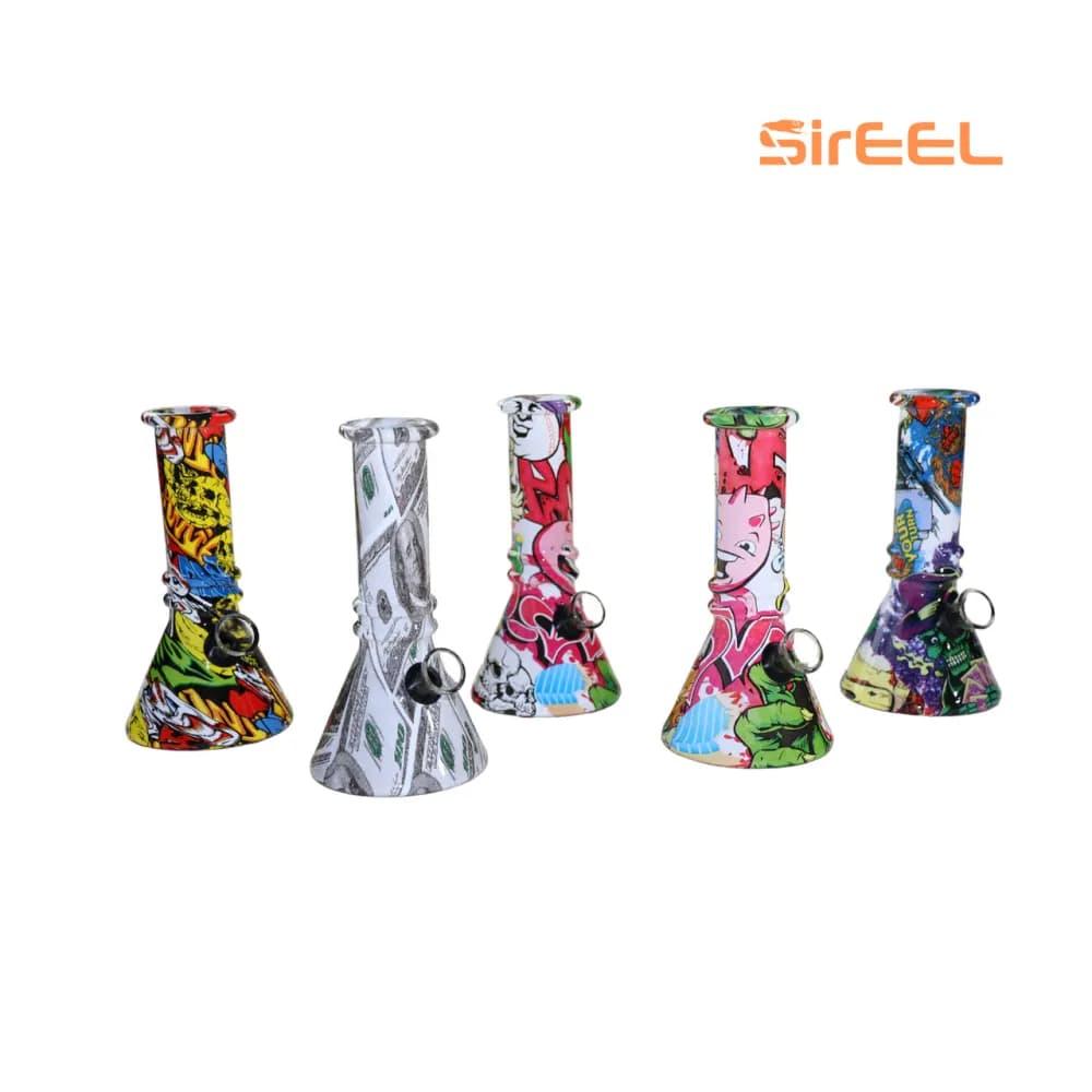 6" Glass Beaker Bong Flower Assorted by SirEEL, accessory