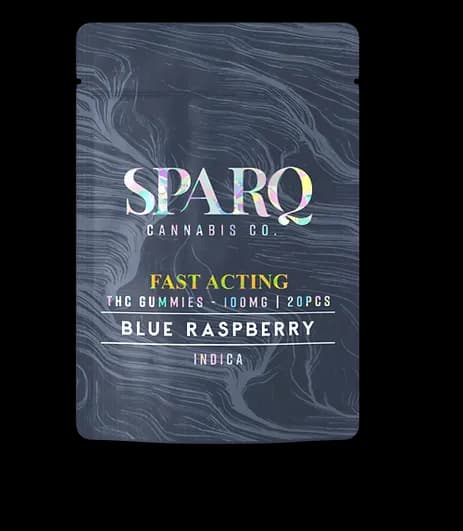 Blue Raspberry Fast Acting Indica Gummies by SPARQ, edible