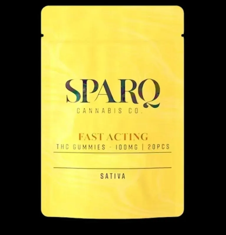 Sour Apple Fast Acting Sativa Gummies by SPARQ, edible
