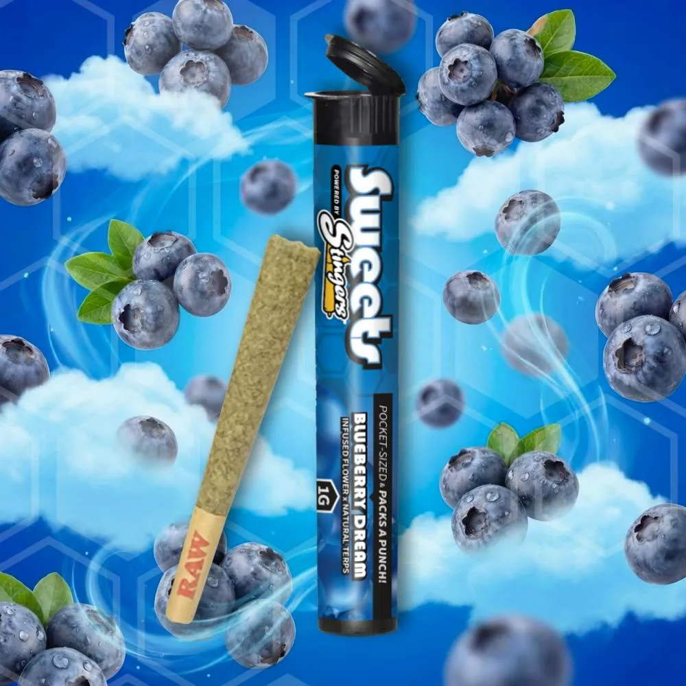 Blueberry Dream Infused Pre-roll by Stingers Sweets, pre-roll