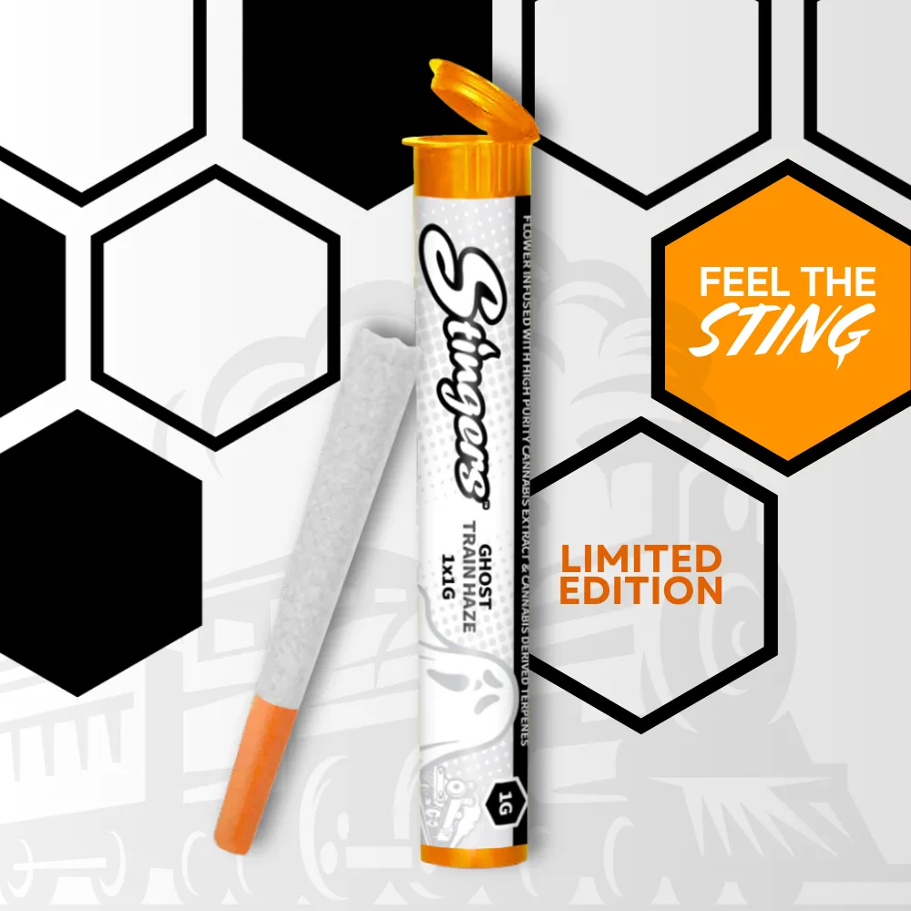 Ghost Train Haze Infused Pre-roll by Stingers Sweets, pre-roll