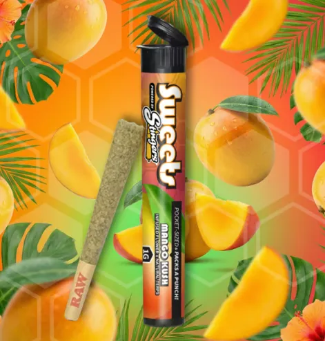 Mango Kush Infused Pre-roll by Stingers Sweets, pre-roll