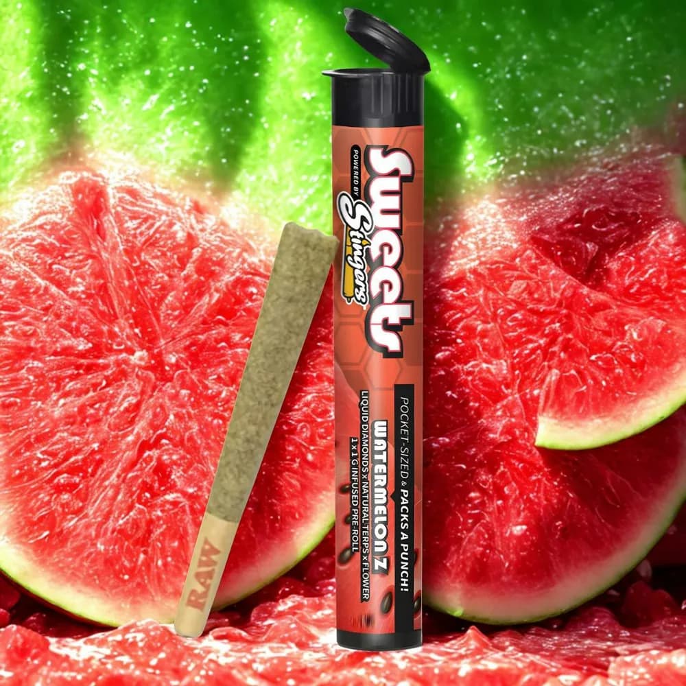Watermelon Z Infused Pre-roll by Stingers Sweets, pre-roll