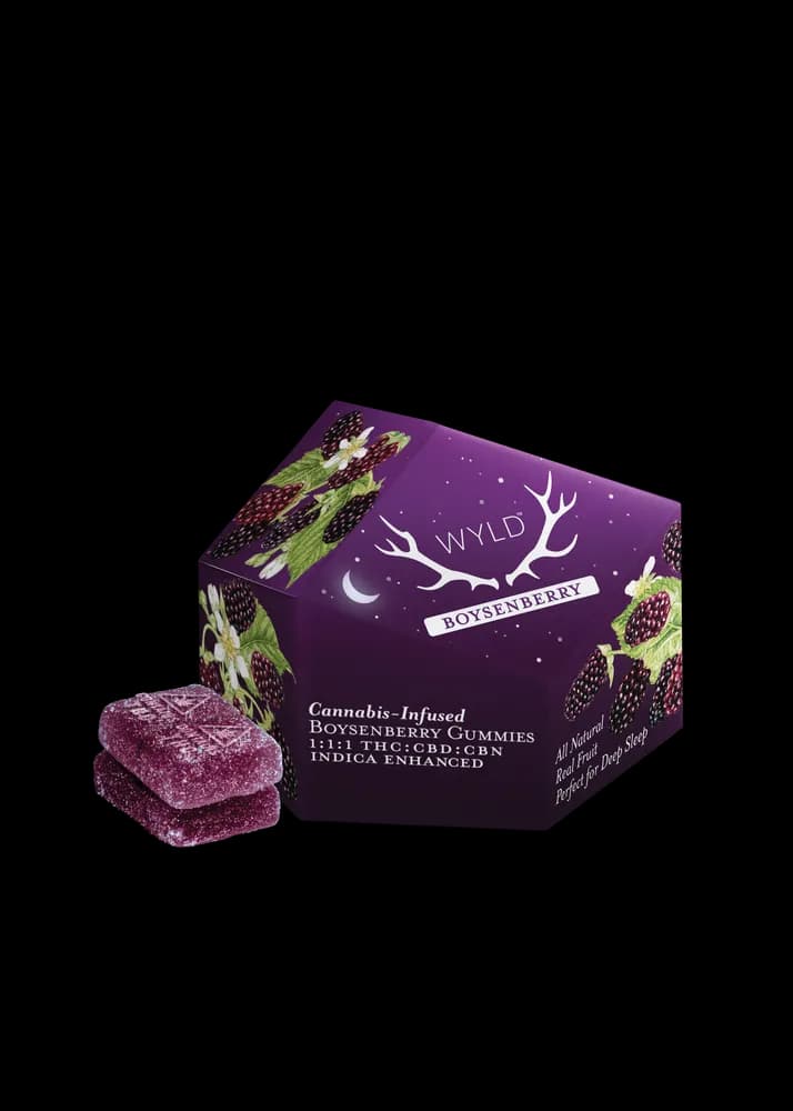 1:1:1 THC:CBD:CBN Boysenberry Gummies by Wyld, edible