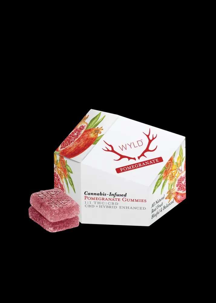 1:1 CBD:THC Pomegranate Gummies by Wyld, edible