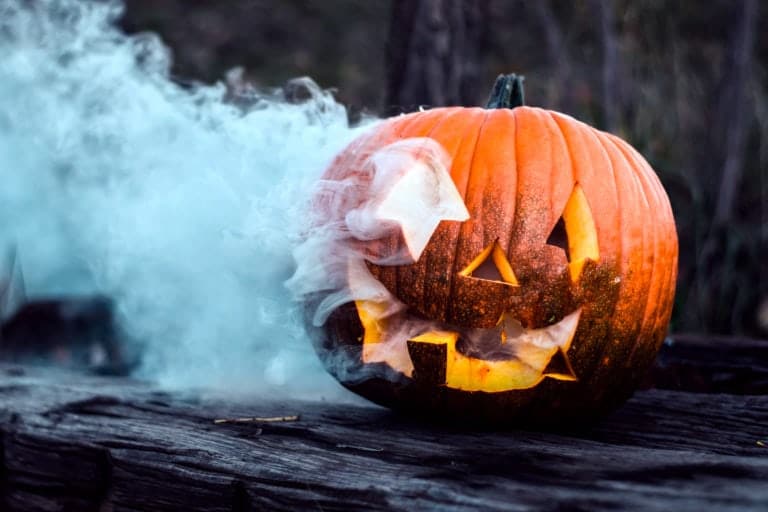 pumpkin with smoke coming out